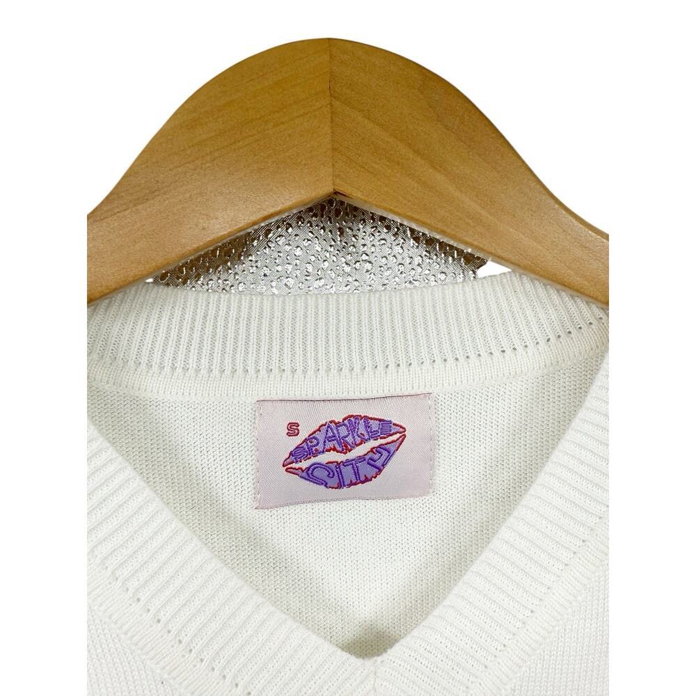 Sparkle City Houston Astros Baseball White Lightweight Sweater Preppy Womens - Picture 2 of 5